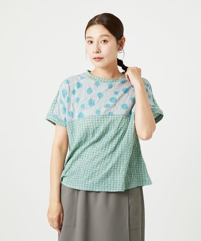 NGKHA11210 GIANNI LO GIUDICE [洗える・日本製]麻混ドットワッシャージャガードカットソープルオーバー