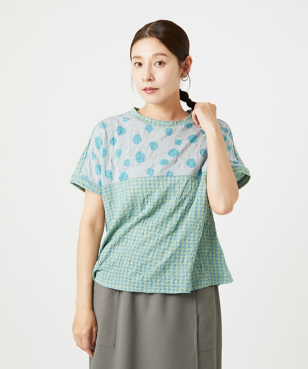 NGKHA11210 GIANNI LO GIUDICE [洗える・日本製]麻混ドットワッシャージャガードカットソープルオーバー