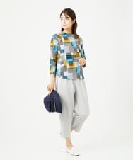 NGKHB31180 GIANNI LO GIUDICE(ジャンニ ロ ジュディチェ) [接触冷感・洗える]ルービックブロックプリント七分袖カットソー ブルー
