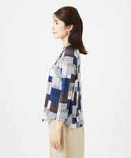 NGKHB31180 GIANNI LO GIUDICE(ジャンニ ロ ジュディチェ) [接触冷感・洗える]ルービックブロックプリント七分袖カットソー ネイビー