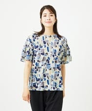 NGKHB33220 GIANNI LO GIUDICE(ジャンニ ロ ジュディチェ) [接触冷感・洗える・日本製]強撚コットン天竺プリントカットソー ブルー