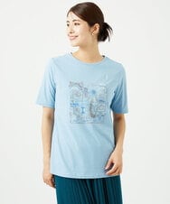 NGKHC06190 GIANNI LO GIUDICE(ジャンニ ロ ジュディチェ) [接触冷感・洗える・日本製]クールローレルスカイコット刺繍カットソー ライトブルー