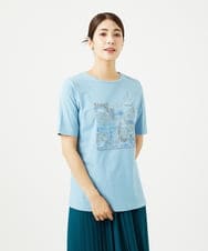 NGKHC06190 GIANNI LO GIUDICE(ジャンニ ロ ジュディチェ) [接触冷感・洗える・日本製]クールローレルスカイコット刺繍カットソー ライトブルー
