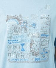 NGKHC06190 GIANNI LO GIUDICE(ジャンニ ロ ジュディチェ) [接触冷感・洗える・日本製]クールローレルスカイコット刺繍カットソー ライトブルー