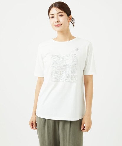 NGKHC06190  [接触冷感・洗える・日本製]クールローレルスカイコット刺繍カットソー
