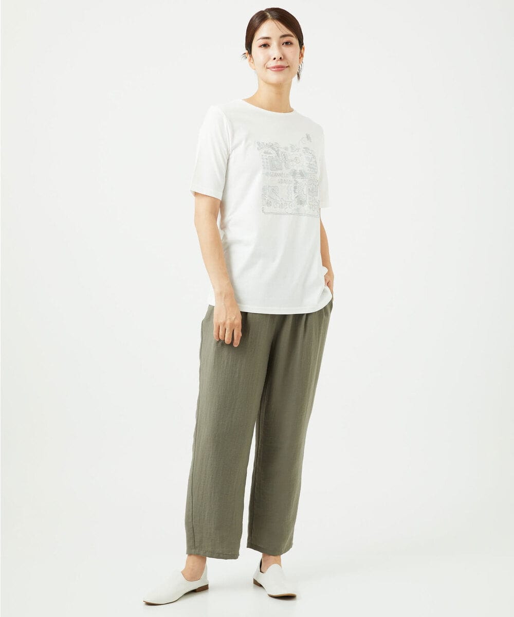 NGKHC06190 GIANNI LO GIUDICE(ジャンニ ロ ジュディチェ) [接触冷感・洗える・日本製]クールローレルスカイコット刺繍カットソー ホワイト