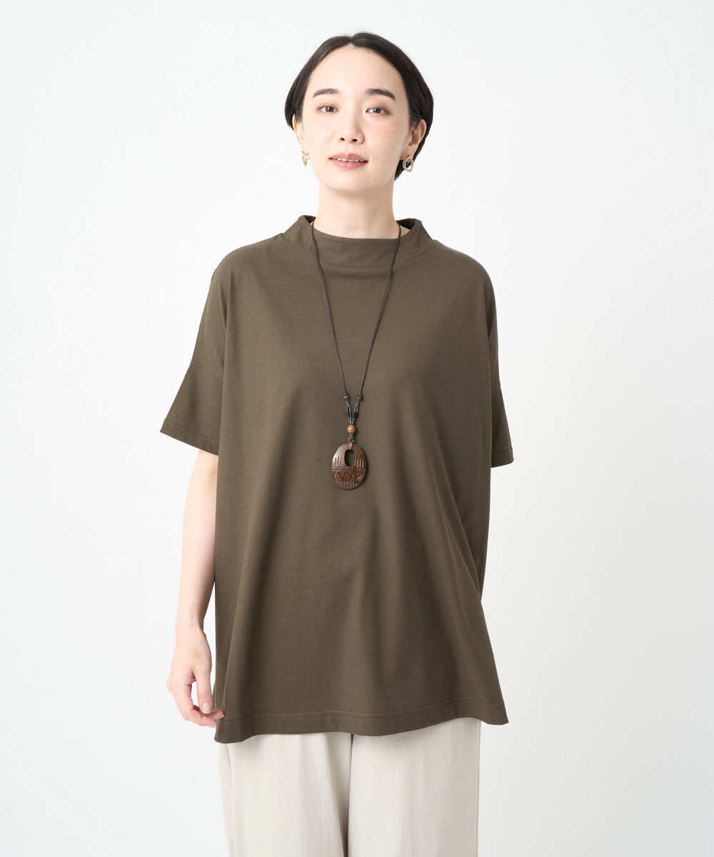 NGKHC07170 GIANNI LO GIUDICE(ジャンニ ロ ジュディチェ) [接触冷感・洗える・日本製]クールローレルスカイコットチュニックカットソー ブラウン