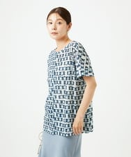 NGKHC21230 GIANNI LO GIUDICE(ジャンニ ロ ジュディチェ) [洗える・日本製]融着幾何プリントドルマンカットソー グリーン