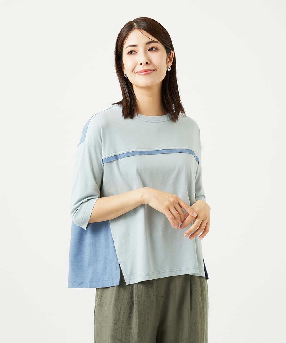 NGKHC22250 GIANNI LO GIUDICE [洗える・日本製]ドッキングコットン天竺カットソー