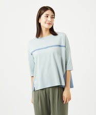NGKHC22250 GIANNI LO GIUDICE(ジャンニ ロ ジュディチェ) [洗える・日本製]ドッキングコットン天竺カットソー ブルー
