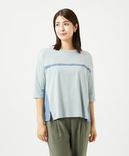NGKHC22250 GIANNI LO GIUDICE(ジャンニ ロ ジュディチェ) [洗える・日本製]ドッキングコットン天竺カットソー ブルー