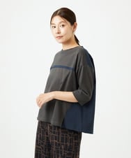 NGKHC22250 GIANNI LO GIUDICE(ジャンニ ロ ジュディチェ) [洗える・日本製]ドッキングコットン天竺カットソー ダークグレー