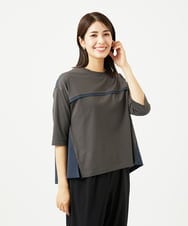 NGKHC22250 GIANNI LO GIUDICE(ジャンニ ロ ジュディチェ) [洗える・日本製]ドッキングコットン天竺カットソー ダークグレー