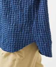 NGKHC71210 GIANNI LO GIUDICE(ジャンニ ロ ジュディチェ) [洗える・日本製]麻混ギンガムワッシャージャガードカットソー ブルー