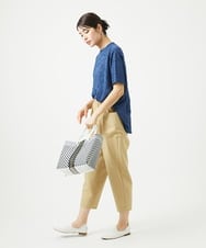 NGKHC71210 GIANNI LO GIUDICE(ジャンニ ロ ジュディチェ) [洗える・日本製]麻混ギンガムワッシャージャガードカットソー ブルー