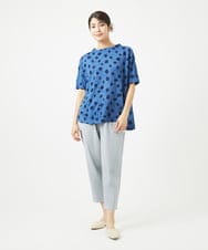 NGKHC72210 GIANNI LO GIUDICE(ジャンニ ロ ジュディチェ) [洗える・日本製]麻混ドットワッシャージャガードカットソー ブルー