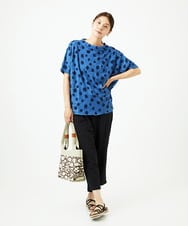NGKHC72210 GIANNI LO GIUDICE(ジャンニ ロ ジュディチェ) [洗える・日本製]麻混ドットワッシャージャガードカットソー ブルー