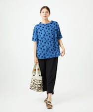 NGKHC72210 GIANNI LO GIUDICE(ジャンニ ロ ジュディチェ) [洗える・日本製]麻混ドットワッシャージャガードカットソー ブルー