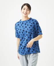 NGKHC72210 GIANNI LO GIUDICE(ジャンニ ロ ジュディチェ) [洗える・日本製]麻混ドットワッシャージャガードカットソー ブルー
