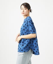 NGKHC72210 GIANNI LO GIUDICE(ジャンニ ロ ジュディチェ) [洗える・日本製]麻混ドットワッシャージャガードカットソー ブルー