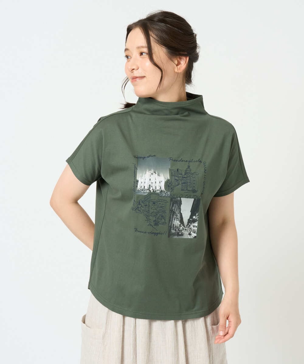 NGKHD01150 GIANNI LO GIUDICE(ジャンニ ロ ジュディチェ) [洗える]天竺フォトプリントTシャツ カーキ