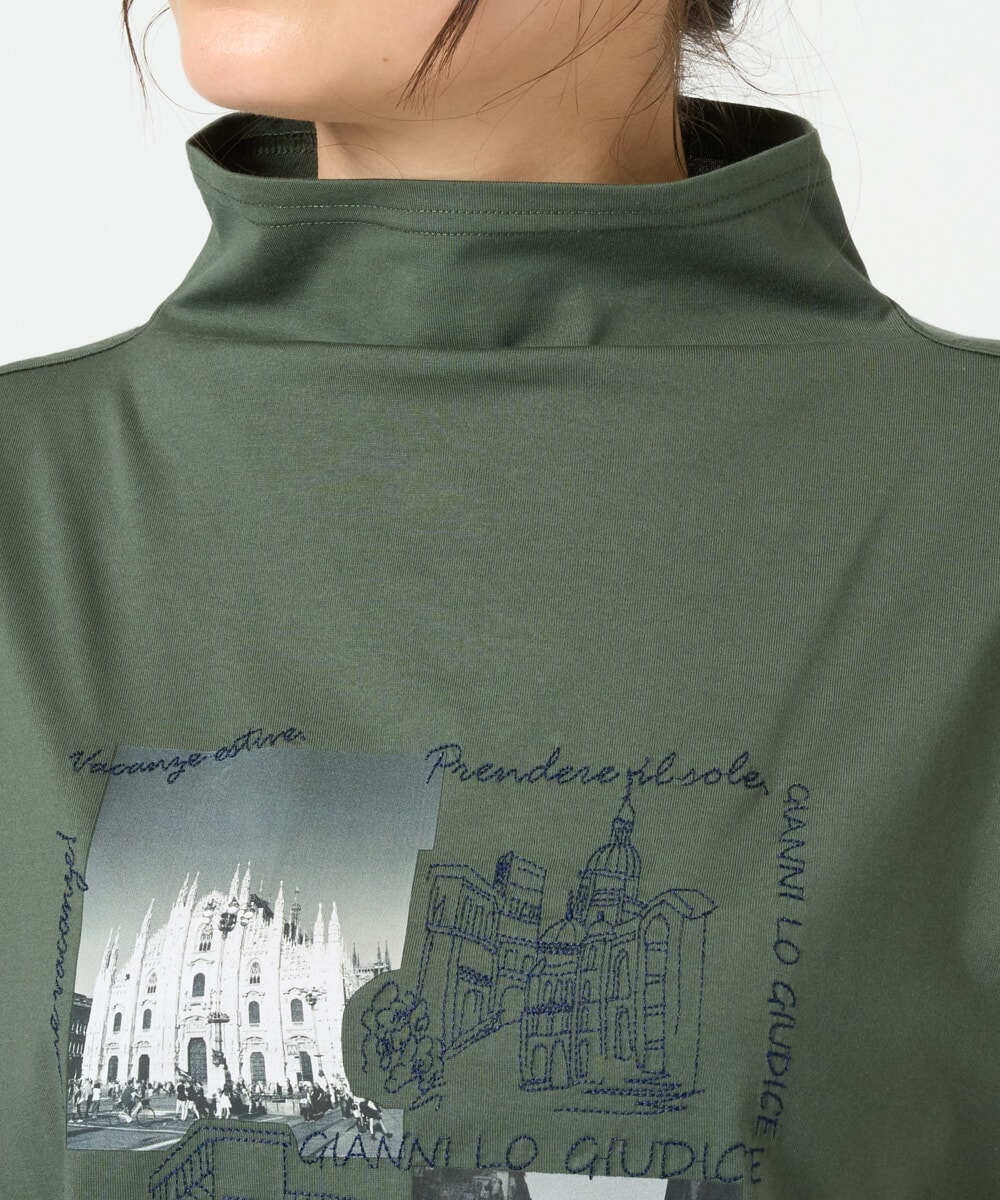 NGKHD01150 GIANNI LO GIUDICE(ジャンニ ロ ジュディチェ) [洗える]天竺フォトプリントTシャツ カーキ