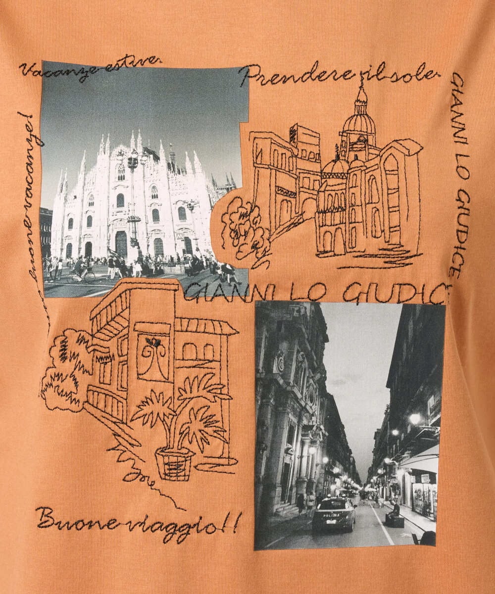 NGKHD01150 GIANNI LO GIUDICE(ジャンニ ロ ジュディチェ) [洗える]天竺フォトプリントTシャツ カーキ