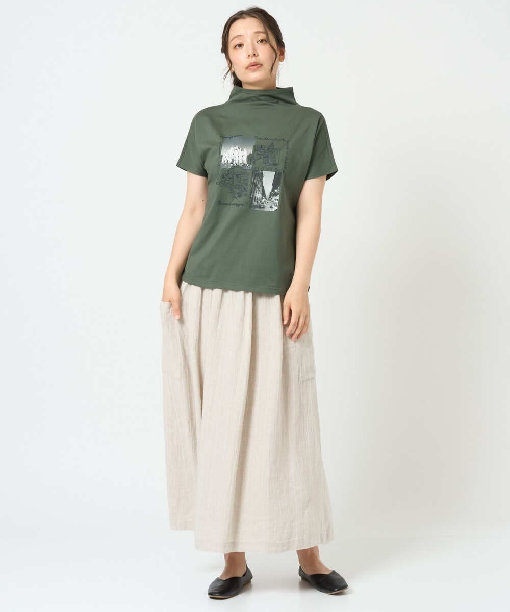 NGKHD01150 GIANNI LO GIUDICE(ジャンニ ロ ジュディチェ) [洗える]天竺フォトプリントTシャツ カーキ
