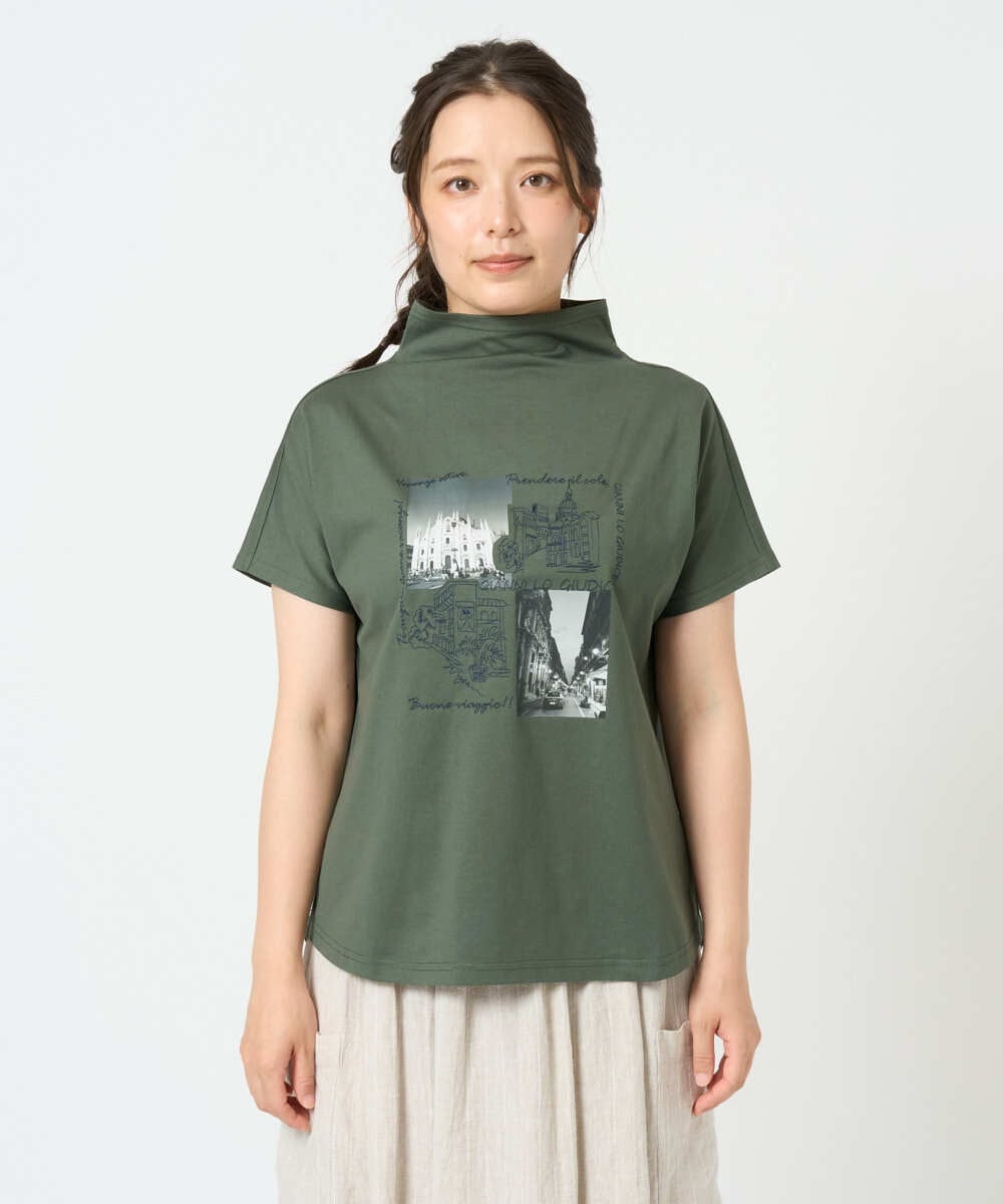 NGKHD01150 GIANNI LO GIUDICE(ジャンニ ロ ジュディチェ) [洗える]天竺フォトプリントTシャツ カーキ