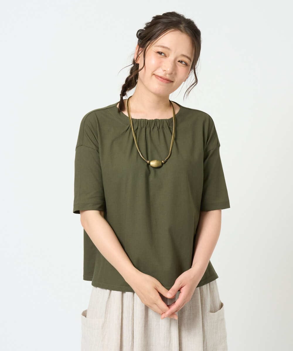 NGKHD04110 GIANNI LO GIUDICE(ジャンニ ロ ジュディチェ) [洗える・日本製]クールローレルスカイコットTシャツ カーキ