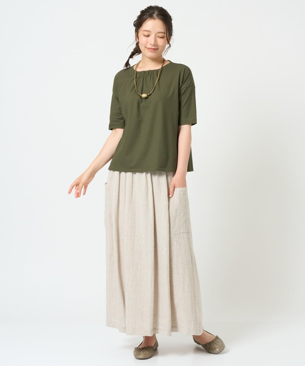 NGKHD04110 GIANNI LO GIUDICE(ジャンニ ロ ジュディチェ) [洗える・日本製]クールローレルスカイコットTシャツ カーキ