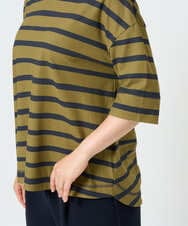 NGKHD06180 GIANNI LO GIUDICE(ジャンニ ロ ジュディチェ) [洗える・日本製]抜染ボーダーカットソー カーキ