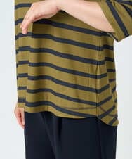 NGKHD06180 GIANNI LO GIUDICE(ジャンニ ロ ジュディチェ) [洗える・日本製]抜染ボーダーカットソー カーキ