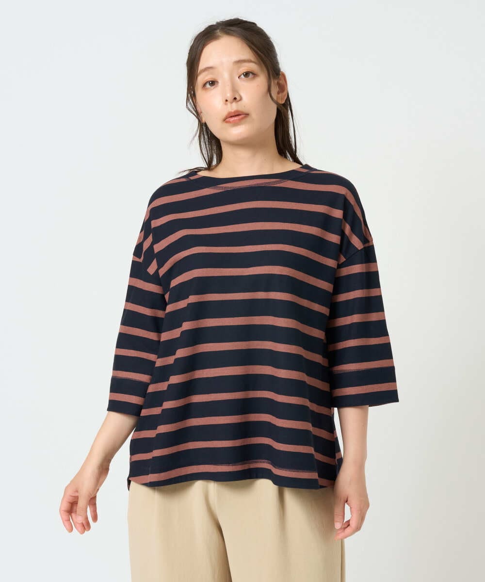 NGKHD06180 GIANNI LO GIUDICE(ジャンニ ロ ジュディチェ) [洗える・日本製]抜染ボーダーカットソー ネイビー