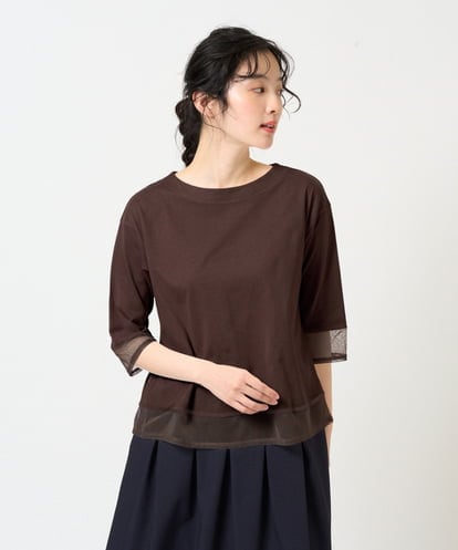 NGKHD67110 GIANNI LO GIUDICE [洗える]チュール切替え天竺カットソー