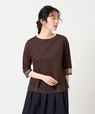 NGKHD67110 GIANNI LO GIUDICE(ジャンニ ロ ジュディチェ) [洗える]チュール切替え天竺カットソー ブラウン
