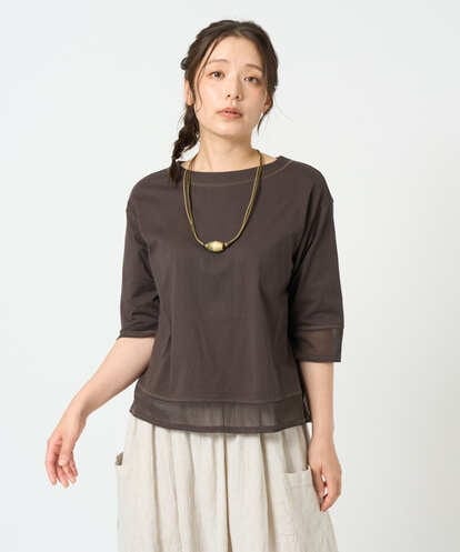 NGKHD67110 GIANNI LO GIUDICE [洗える]チュール切替え天竺カットソー