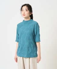 NGKHD68150 GIANNI LO GIUDICE(ジャンニ ロ ジュディチェ) [洗える・日本製]ドットタックハイネックカットソー ブルー