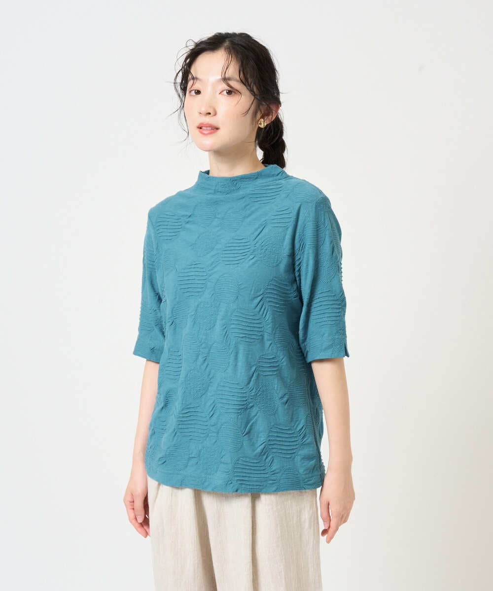 NGKHD68150 GIANNI LO GIUDICE(ジャンニ ロ ジュディチェ) [洗える・日本製]ドットタックハイネックカットソー ブルー