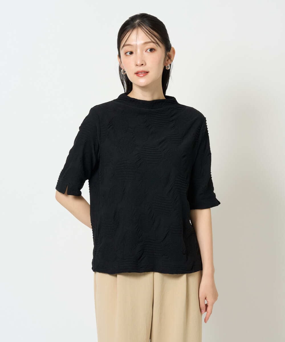 NGKHD68150 GIANNI LO GIUDICE(ジャンニ ロ ジュディチェ) [洗える・日本製]ドットタックハイネックカットソー ブルー