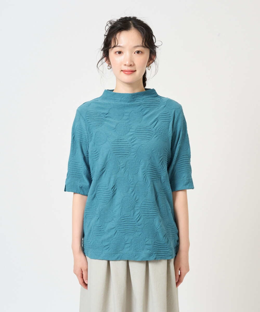 NGKHD68150 GIANNI LO GIUDICE(ジャンニ ロ ジュディチェ) [洗える・日本製]ドットタックハイネックカットソー ブルー