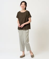 NGKHD69140 GIANNI LO GIUDICE(ジャンニ ロ ジュディチェ) [洗える・日本製]ドットタックフレンチスリーブ異素材ドッキングカットソー ホワイト