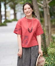 NGKHE61170 GIANNI LO GIUDICE(ジャンニ ロ ジュディチェ) 【洗える】コットン天竺刺繍カットソー レッド