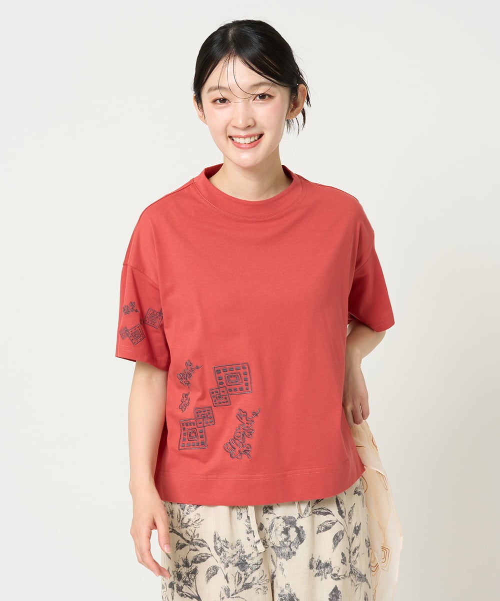 NGKHE61170 GIANNI LO GIUDICE 【洗える】コットン天竺刺繍カットソー