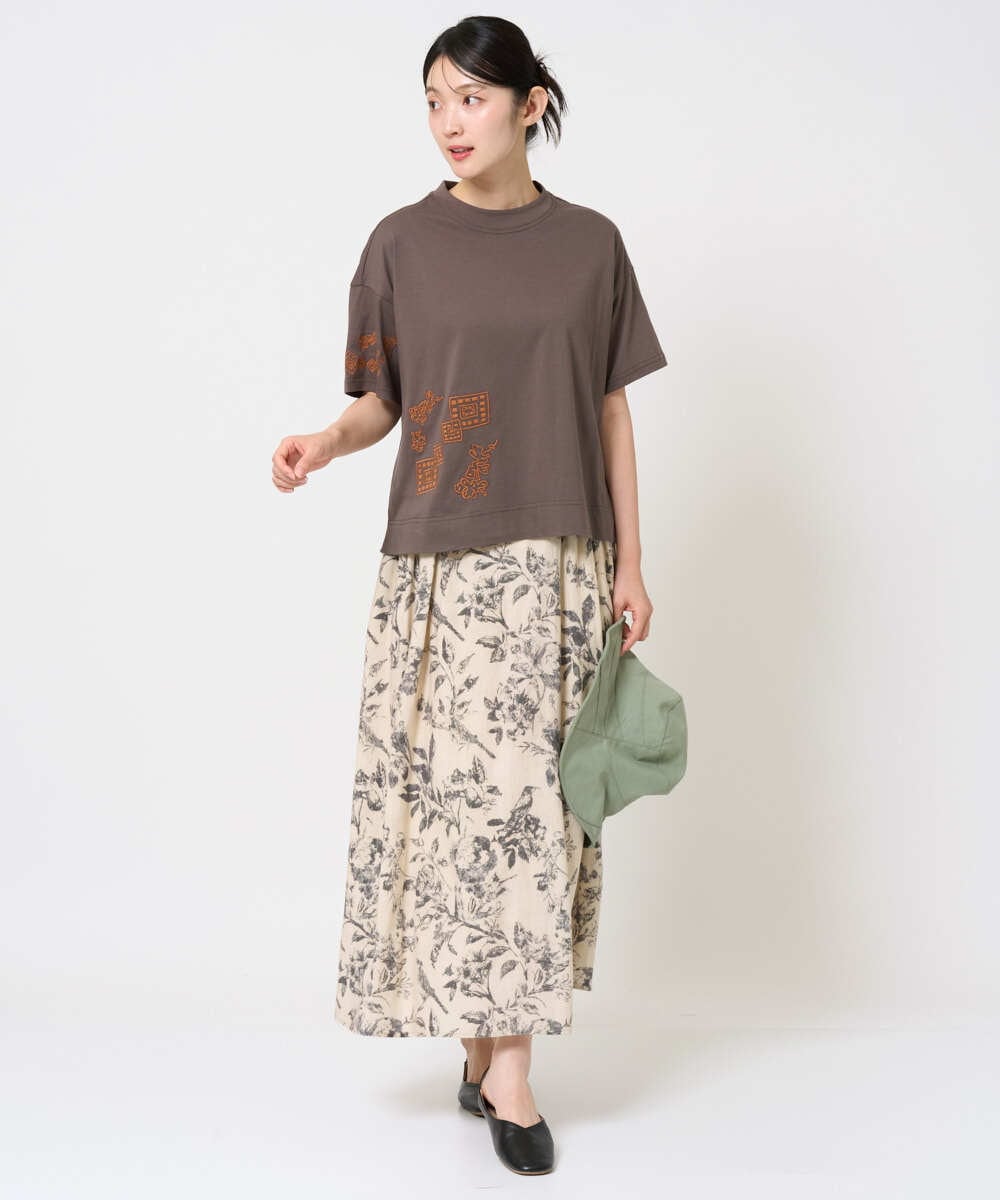 NGKHE61170 GIANNI LO GIUDICE(ジャンニ ロ ジュディチェ) 【洗える】コットン天竺刺繍カットソー ラベンダー