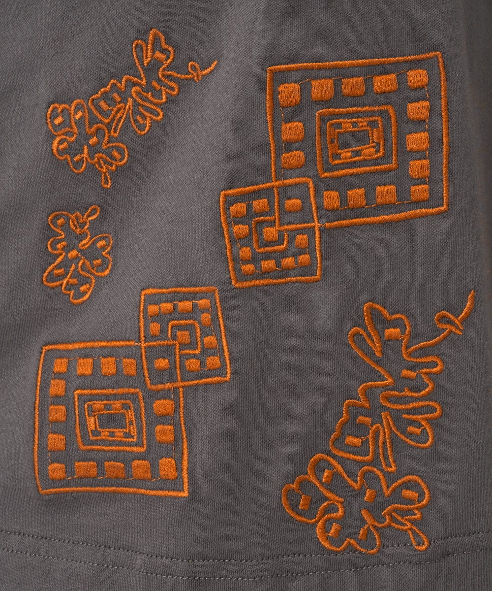 NGKHE61170 GIANNI LO GIUDICE(ジャンニ ロ ジュディチェ) 【洗える】コットン天竺刺繍カットソー ブラウン