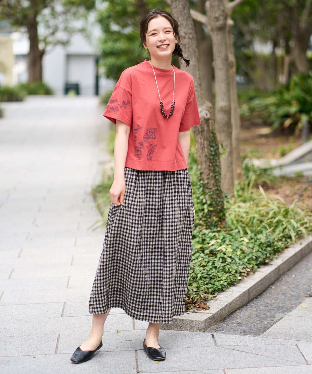 NGKHE61170 GIANNI LO GIUDICE(ジャンニ ロ ジュディチェ) 【洗える】コットン天竺刺繍カットソー ブラウン