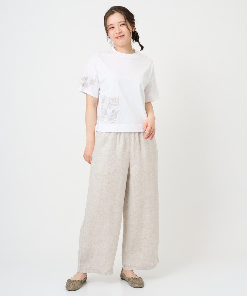 NGKHE61170 GIANNI LO GIUDICE(ジャンニ ロ ジュディチェ) 【洗える】コットン天竺刺繍カットソー ブラウン