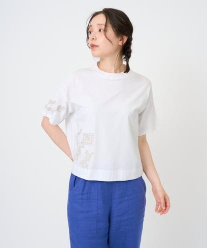 NGKHE61170 GIANNI LO GIUDICE 【洗える】コットン天竺刺繍カットソー