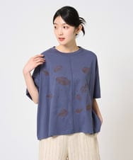 NGKHE62180 GIANNI LO GIUDICE(ジャンニ ロ ジュディチェ) [洗える]コットン天竺リーフ刺繍カットソー ラベンダー